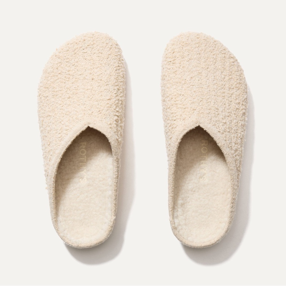 NWT ROTHYS COZY CLOG Cream Slippers